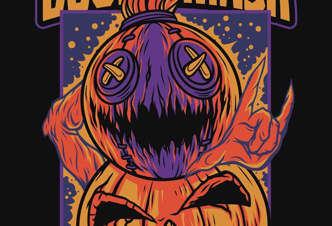 Free Double mask halloween theme t-shirt design