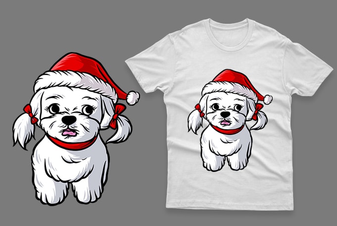 14 Christmas Dog design bundle 100% vector ai, eps, svg, png,