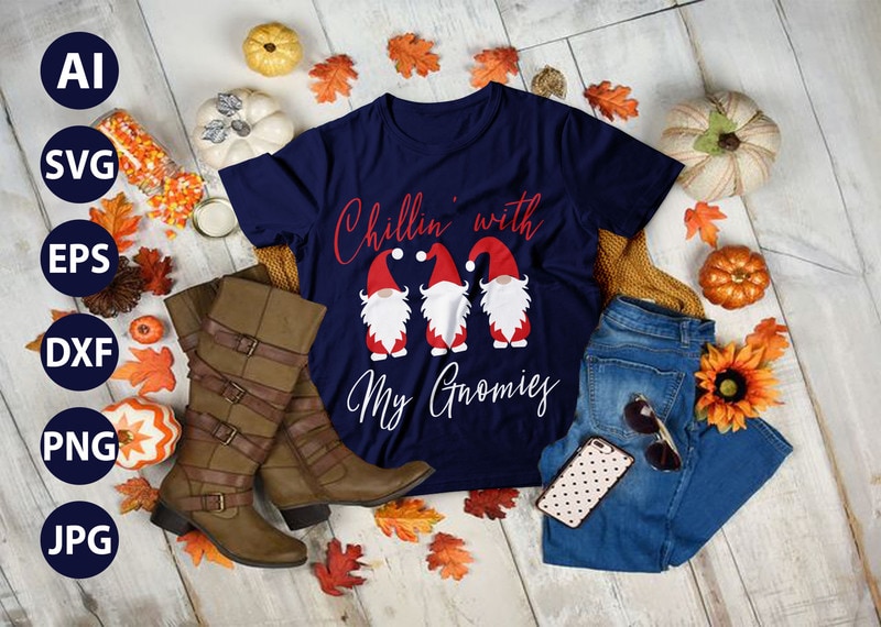 Download Chillin' with My Gnomies Svg, Christmas Svg File, Cute ...