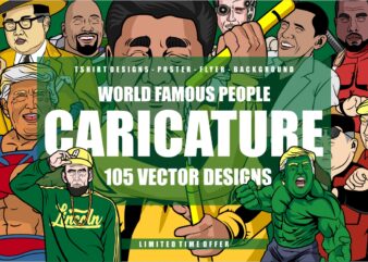 105 caricature tshirt designs bundle