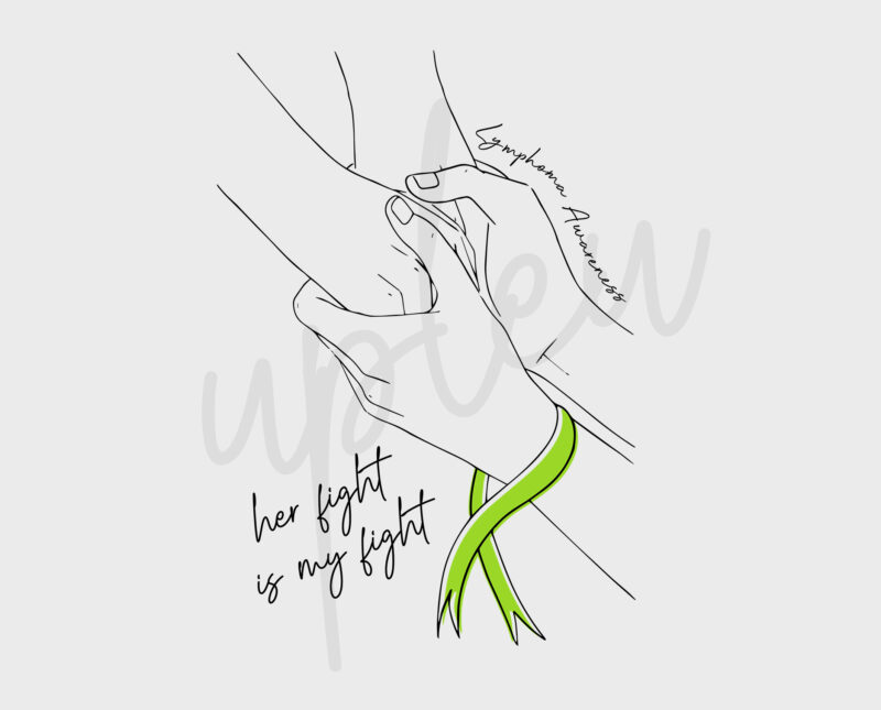 Line Art Her Fight Is My Fight For Lymphoma SVG, Lymphoma Awareness SVG, Lime Green Ribbon SVG, Fight Cancer Svg, Awareness Tshirt svg