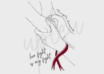 Line Art Her Fight Is My Fight For Meningitis SVG, Meningitis Awareness SVG, Red Ribbon SVG, Fight Cancer Svg, Awareness Tshirt svg, Cricut