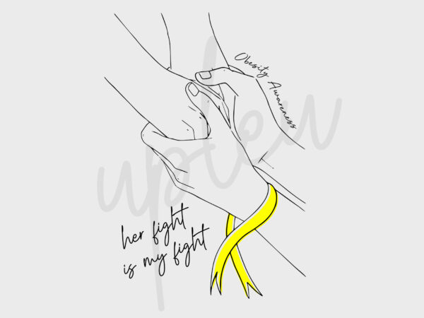 Line art her fight is my fight for obesity svg,obesity awareness svg, yellow ribbon svg, fight cancer svg, awareness tshirt svg, digital