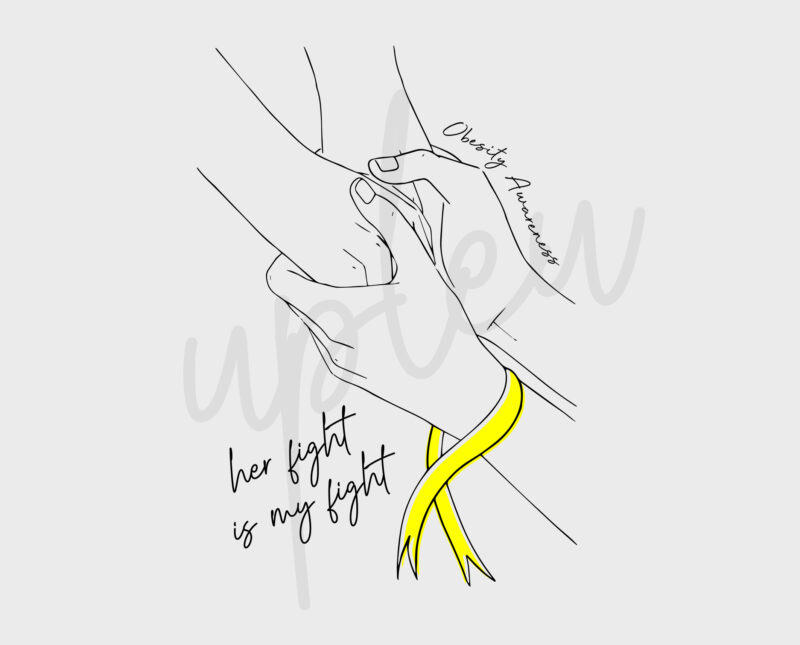 Line Art Her Fight Is My Fight For Obesity SVG,Obesity Awareness SVG, Yellow Ribbon SVG, Fight Cancer svg, Awareness Tshirt svg, Digital
