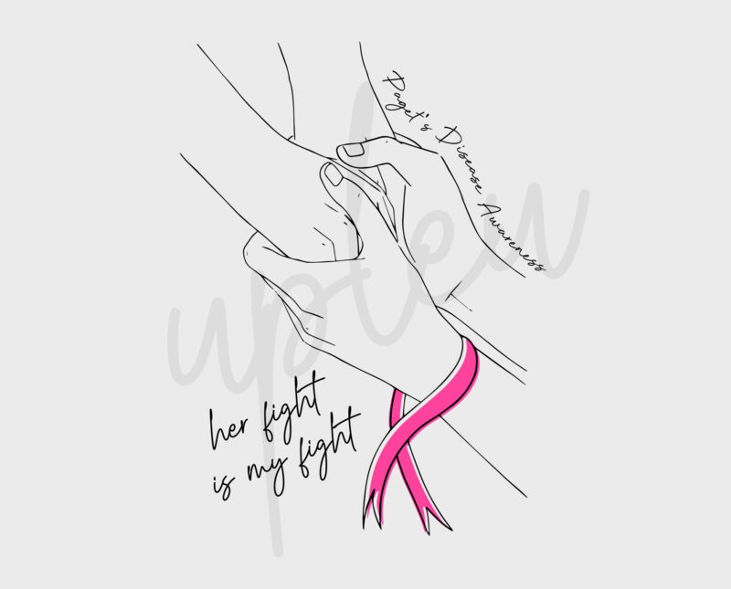 Line Art Her Fight Is My Fight For Pagets Disease SVG, Pagets Disease Awareness SVG, Pink Ribbon SVG, Fight Cancer svg, Awareness Tshirt svg