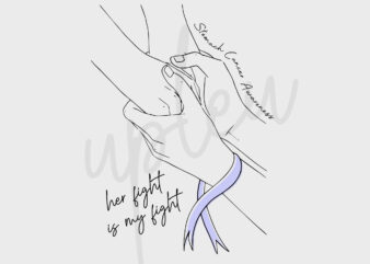 Line Art Her Fight Is My Fight For Stomach Cancer SVG,Stomach Cancer Awareness SVG, Periwinkle Ribbon SVG, Fight Cancer svg, Digital File