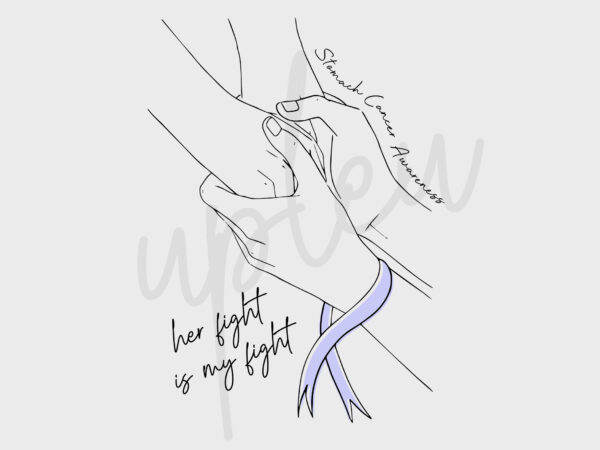 Line art her fight is my fight for stomach cancer svg,stomach cancer awareness svg, periwinkle ribbon svg, fight cancer svg, digital file t shirt vector graphic