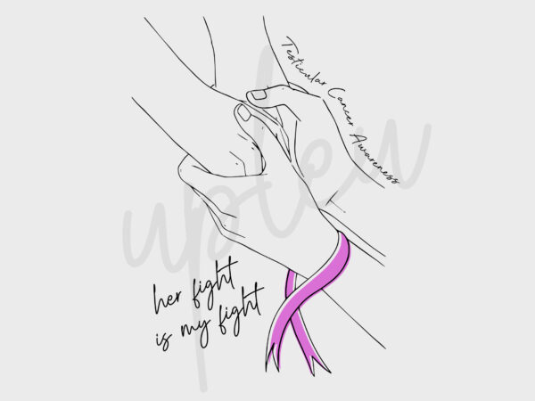 Line art her fight is my fight for testicular cancer svg, testicular cancer awareness svg, light purple ribbon svg, fight cancer svg, cricut t shirt vector graphic