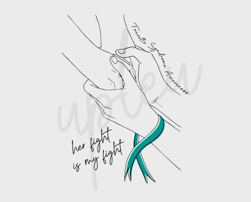 Line Art Her Fight Is My Fight For Tourette Syndrome Cancer SVG, Tourette Syndrome Awareness SVG, Teal Ribbon SVG, Fight Cancer svg,Cricut