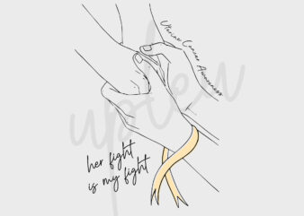 Line Art Her Fight Is My Fight For Uterine Cancer SVG,Uterine Cancer Awareness SVG, Peach Ribbon SVG,Digital Files, Line Art Svg, Silhouette