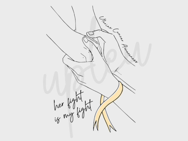 Line art her fight is my fight for uterine cancer svg,uterine cancer awareness svg, peach ribbon svg,digital files, line art svg, silhouette t shirt vector graphic