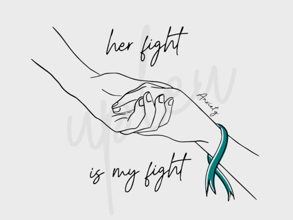 Line art her fight is my fight for anxiety svg, anxiety awareness svg, amber ribbon svg, fight cancer svg, awareness tshirt svg, cricut