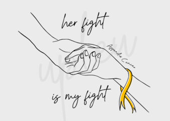 Line Art Her Fight Is My Fight For Appendix Cancer SVG, Appendix Awareness SVG, Amber Ribbon SVG, Fight Cancer Svg, Awareness Tshirt svg