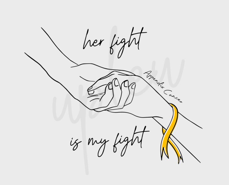 Line Art Her Fight Is My Fight For Appendix Cancer SVG, Appendix Awareness SVG, Amber Ribbon SVG, Fight Cancer Svg, Awareness Tshirt svg