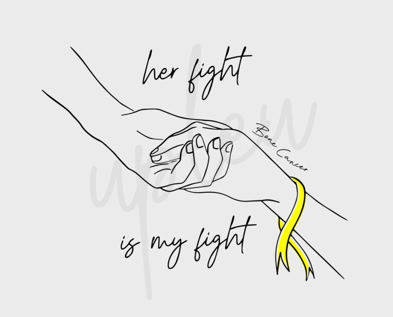 Line Art Her Fight Is My Fight For Bone Cancer SVG, Bone Cancer Awareness SVG, Yellow Ribbon SVG, Fight Cancer Svg, Awareness Tshirt svg