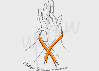 Line Art Multiple Sclerosis SVG, Multiple Sclerosis Awareness SVG, Orange Ribbon SVG, Line Art svg, Fight Cancer svg, Awareness Tshirt svg