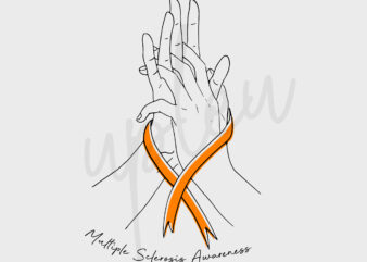 Line Art Multiple Sclerosis SVG, Multiple Sclerosis Awareness SVG, Orange Ribbon SVG, Line Art svg, Fight Cancer svg, Awareness Tshirt svg