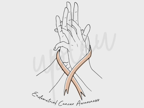 Line art endometrial cancer svg, endometrial cancer awareness svg, peach ribbon svg, fight cancer svg, line art svg,awareness tshirt svg