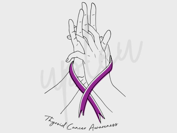 Line art thyroid cancer svg, thyroid cancer awareness svg, purple ribbon svg, fight cancer svg, fight flag svg, awareness tshirt svg, cricut