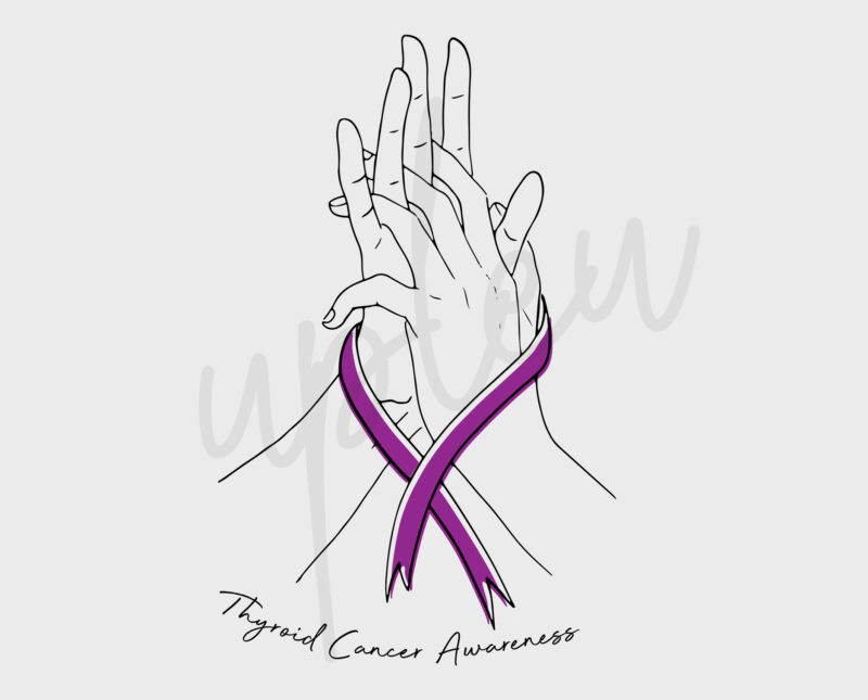 Line Art Thyroid Cancer SVG, Thyroid Cancer Awareness SVG, Purple Ribbon SVG, Fight Cancer svg, Fight Flag svg, Awareness Tshirt svg, Cricut