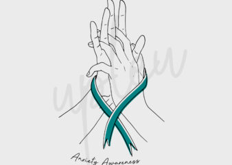 Line Art Anxiety SVG, Anxiety Awareness SVG, Line Art svg, Teal Ribbon SVG, Fight Cancer svg, Awareness Tshirt svg, Digital Files, Cricut