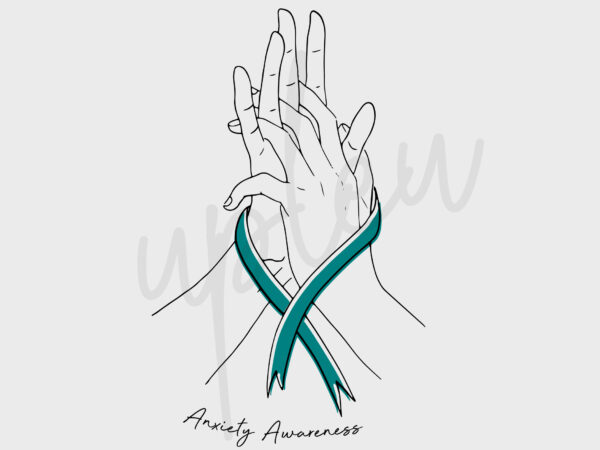 Line art anxiety svg, anxiety awareness svg, line art svg, teal ribbon svg, fight cancer svg, awareness tshirt svg, digital files, cricut