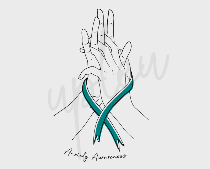 Line Art Anxiety SVG, Anxiety Awareness SVG, Line Art svg, Teal Ribbon SVG, Fight Cancer svg, Awareness Tshirt svg, Digital Files, Cricut