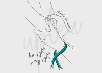 Line Art Her Fight Is My Fight For Anxiety SVG, Anxiety Awareness SVG, Amber Ribbon SVG, Fight Cancer Svg, Awareness Tshirt svg, Cricut