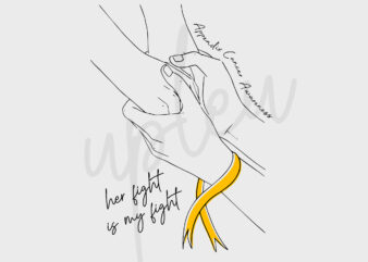 Line Art Her Fight Is My Fight For Appendix Cancer SVG, Appendix Awareness SVG, Amber Ribbon SVG, Fight Cancer Svg, Awareness Tshirt svg
