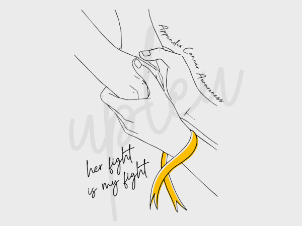 Line art her fight is my fight for appendix cancer svg, appendix awareness svg, amber ribbon svg, fight cancer svg, awareness tshirt svg