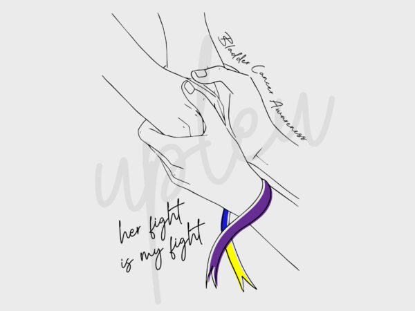 Line art her fight is my fight for bladder cancer svg, bladder cancer awareness svg, marigold, blue and purple ribbon svg, fight cancer svg, awareness tshirt svg, digital files