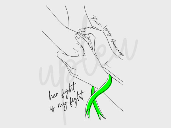 Line art her fight is my fight for brain injury svg, brain injury awareness svg, green ribbon svg, fight cancer svg, awareness tshirt svg, digital files