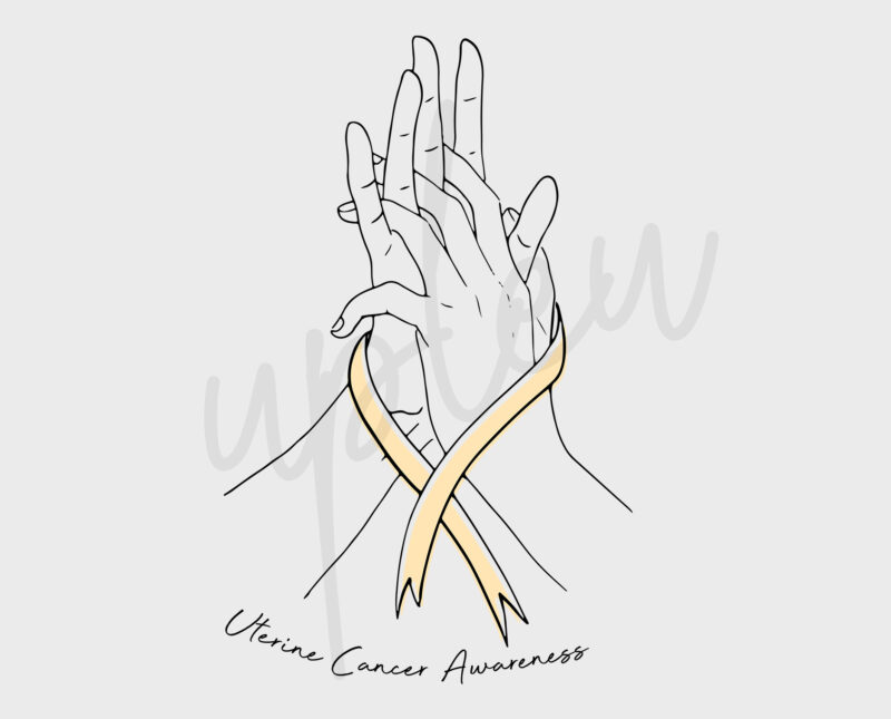 Line Art Uterine Cancer SVG,Uterine Cancer Awareness SVG, Peach Ribbon SVG,Digital Files, Line Art Svg, Silhouette,Cricut File Svg, Png, Eps