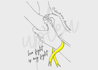 Line Art Her Fight Is My Fight For Endometriosis SVG, Endometriosis Awareness SVG, Yellow Ribbon SVG, Fight Cancer svg,Awareness Tshirt svg