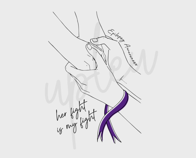 Line Art Her Fight Is My Fight For Epilepsy SVG, Epilepsy Awareness SVG, Purple Ribbon SVG, Fight Cancer svg, Awareness Tshirt svg, Digital