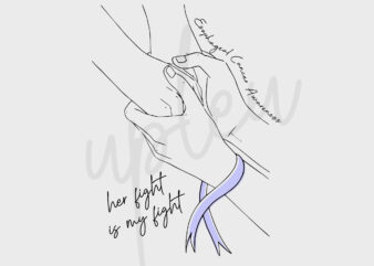 Line Art Her Fight Is My Fight For Esophageal Cancer SVG, Esophageal Awareness SVG, Periwinkle Ribbon SVG, Fight Cancer svg, Awareness Tshirt svg, Digital Files