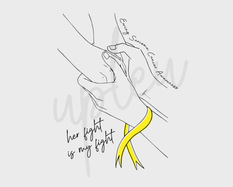 Line Art Her Fight Is My Fight For Ewing Sarcoma SVG, Ewing Sarcoma Awareness SVG, Yellow Ribbon SVG, Fight Cancer svg,Awareness Tshirt svg