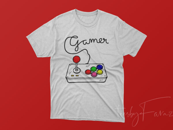 Gamer written with controller wire t shirt design template