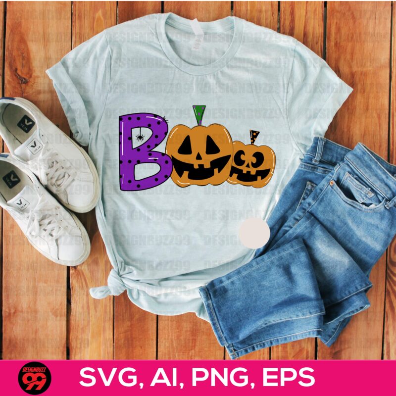 Boo Pumpkin Halloween Sublimation,Boo SVG Cut File, commercial use, instant download , printable vector clip art , Halloween shirt print , Halloween SVG , Spooky Quote