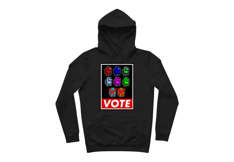 VOTE – Among Us – T-shirt design – FREE Hoodie Mockup