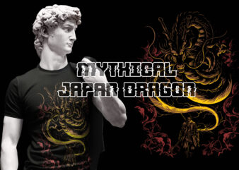 MYTHICAL JAPAN DRAGON SAMURAI T-SHIRT DESIGN