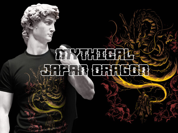 Mythical japan dragon samurai t-shirt design