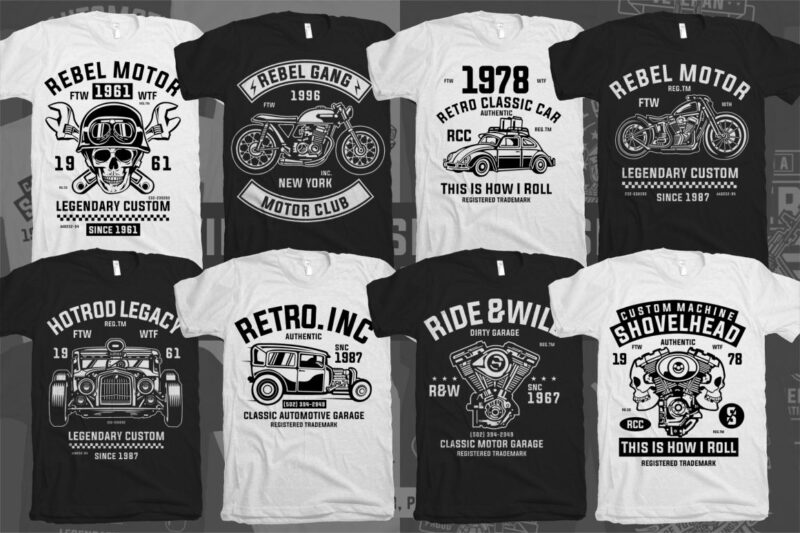40 Vintage Tshirt Designs Bundle