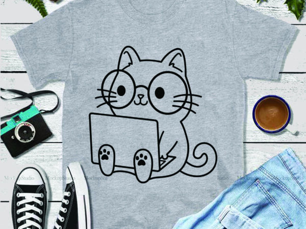 Cat logo, cat nerd vector, kitten vector, nerd cat svg, cat with glasses svg, cat svg, cat cute svg, cat vector, kitty svg, kitten svg, pet face svg