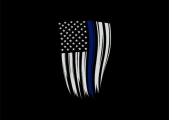 Thin blue line american flag – blue line – blue line american flag t shirt design sale