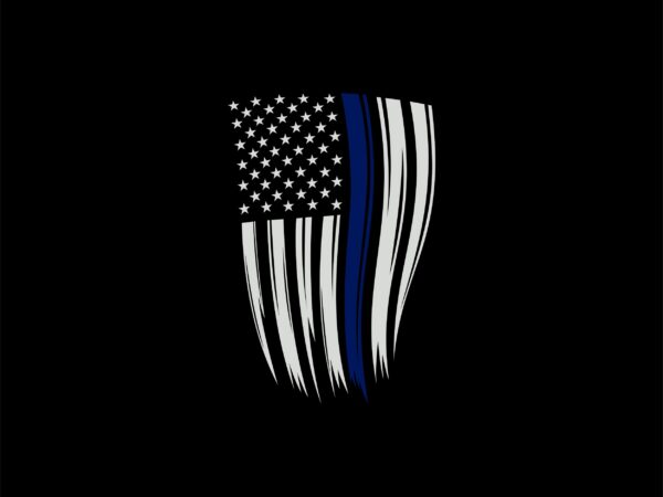 Thin Blue Line Heart / Single / 5 Tattered American Flag Police Support  Graphic Decal Sticker