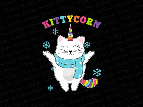 Cat, winter kittycorn, kitty cat t-shirt design