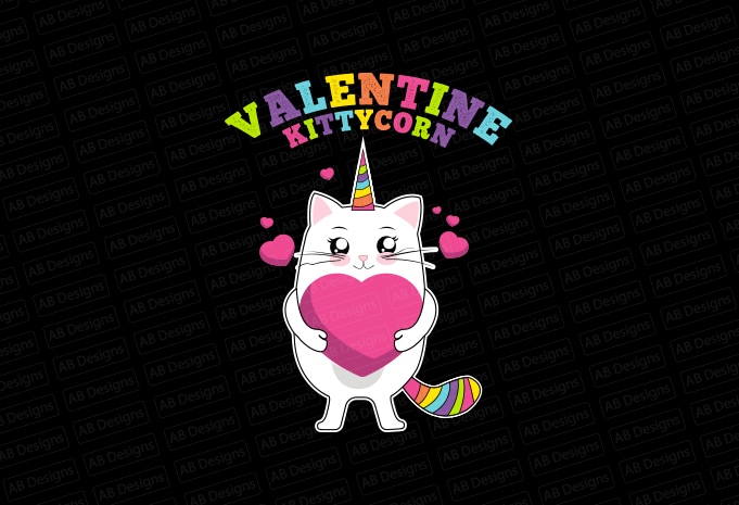 Cat, Valentine kittycorn, Kittycorn, Kitty cat T-Shirt Design