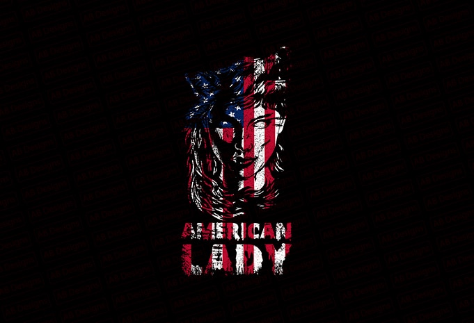 American Flag Wolf Lady T-Shirt Design