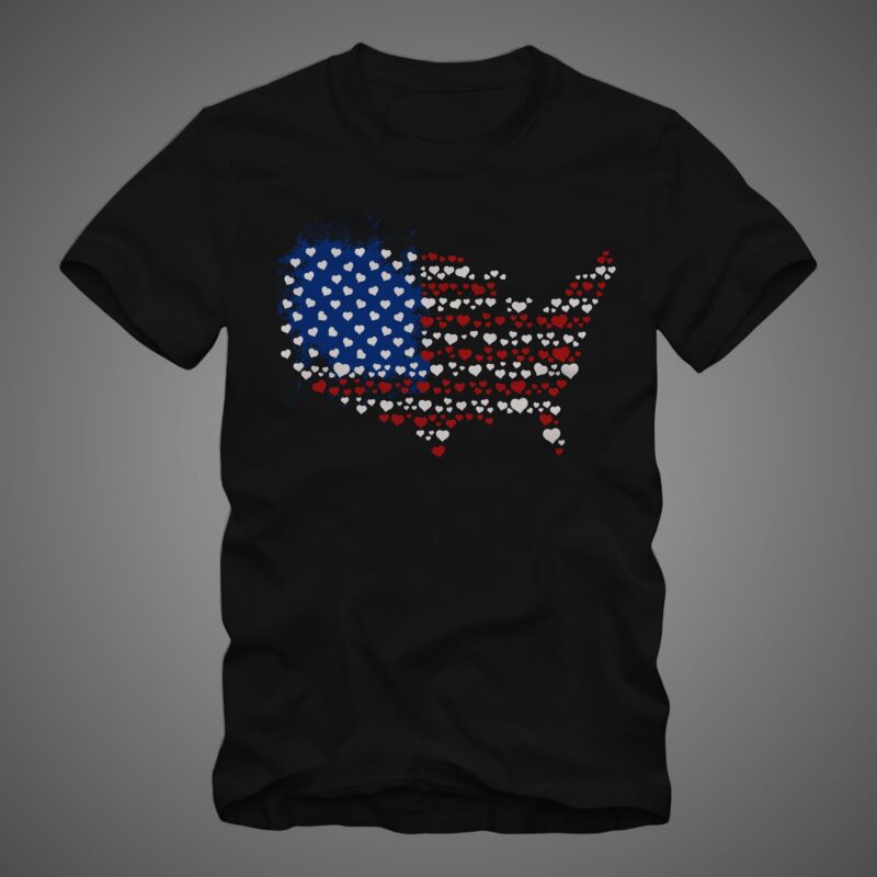 Hearth american flag – Love american with SVG t shirt design